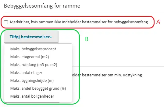 Bebyggelsesomfang for ramme